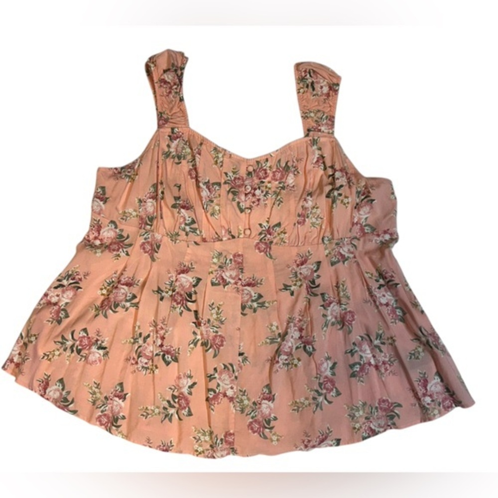Torrid NWT Womens Peplum Challis Corset Bonita Floral Desert Sand Top 2